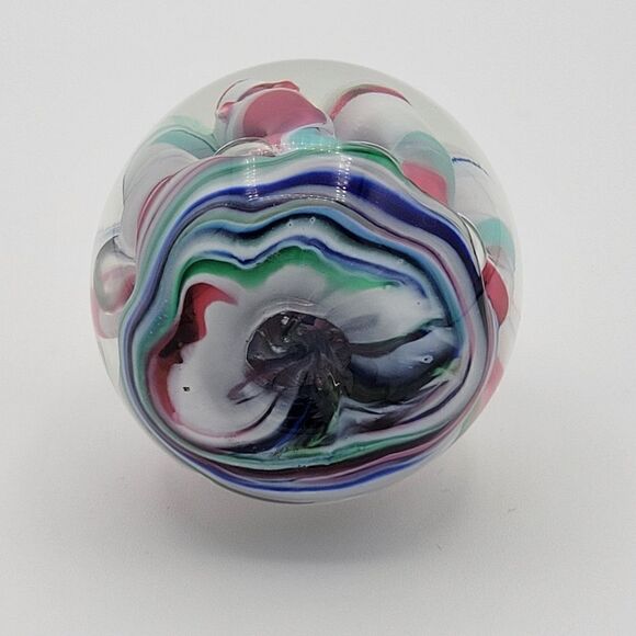 Vintage Saint Claire Multicolor Swirl Art Glass Paperweight - Picture 11 of 11